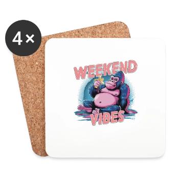 Lustige Gorilla-Wochenend-Vibes für Männer und - Untersetzer (4er-Set) - Weiß - Vorne
