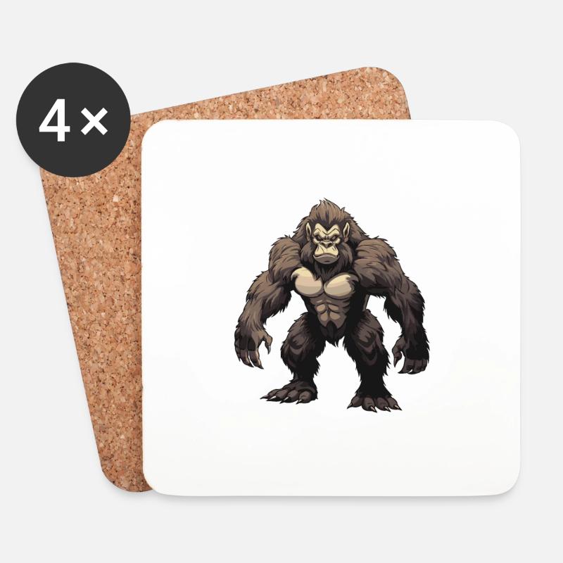 Gorilla Tier - Untersetzer (4er-Set) - Weiß