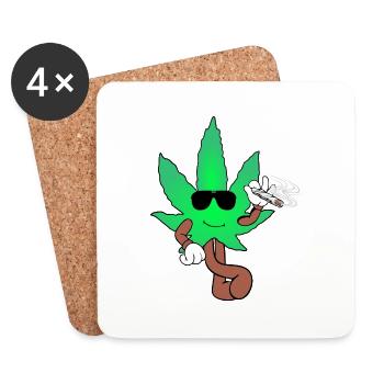 Der Bloom - Weed Cannabis Stoned Hanf Marihuana - Untersetzer (4er-Set) - Weiß - Vorne