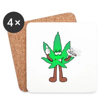 Der Bloom - Weed Cannabis Stoned Hanf Marihuana - Untersetzer (4er-Set) - Weiß - Vorne
