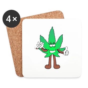 Der Bloom - Weed Cannabis Stoned Hanf Marihuana - Untersetzer (4er-Set) - Weiß - Vorne