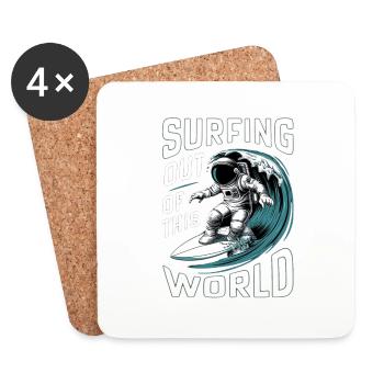 Surfing Out of This World - Humor - Coasters (set of 4) - white - Front