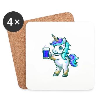 Einhorn Bier Party Lustig - Untersetzer (4er-Set) - Weiß - Vorne