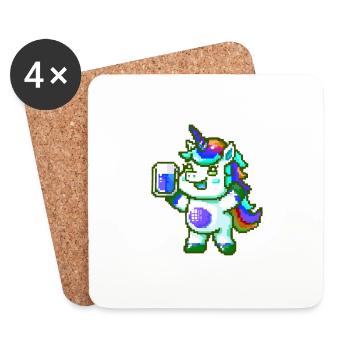 Fête de la bière de licorne Célébrer coloré - Dessous de verre (lot de 4) - blanc - Devant