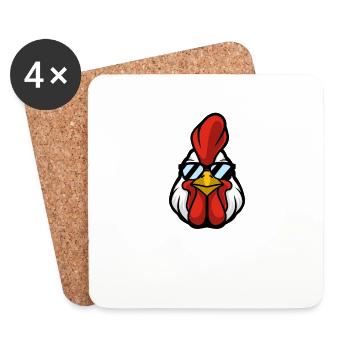 Rooster with Shades - Coasters (set of 4) - white - Front