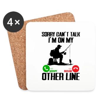 Funny Fishing Men Dad Fisherman Funny Fish Bass - Coasters (set of 4) - white - Front