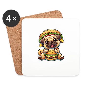 Skurriler Mops Burger Hut Hund Fast Food - Untersetzer (4er-Set) - Weiß - Vorne