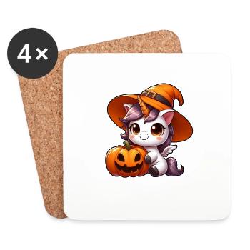 Fantaisiste Halloween Licorne Dinosaure avec - Dessous de verre (lot de 4) - blanc - Devant
