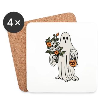Geist mit Blumen - Untersetzer (4er-Set) - Weiß - Vorne