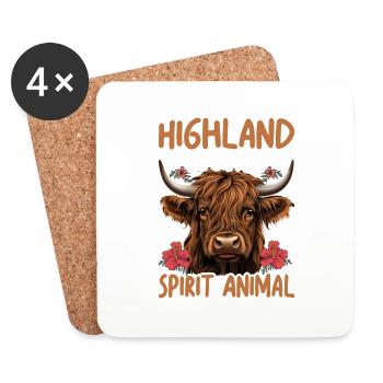 Highland Cows Are My Spirit Animal - Coasters (set of 4) - white - Front