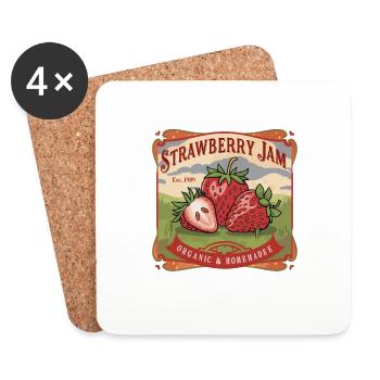 Vintage-Erdbeerkonfitüre Erdbeere Erdbeeren - Untersetzer (4er-Set) - Weiß - Vorne