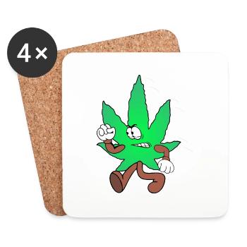 Der Bloom - Weed Cannabis Stoned Hanf Marihuana - Untersetzer (4er-Set) - Weiß - Vorne