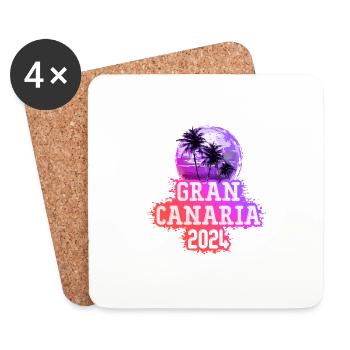 Gran Canaria 2024 Palmen - Untersetzer (4er-Set) - Weiß - Vorne