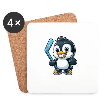 Pinguin Eishockeyspieler lustiges Eishockey Design - Untersetzer (4er-Set) - Weiß - Vorne