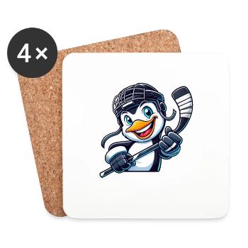 Pinguin Eishockeyspieler lustiges Eishockey Design - Untersetzer (4er-Set) - Weiß - Vorne