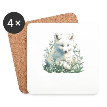 Arctic Fox Polarfüchse Polarfuchs - Coasters (set of 4) - white - Front