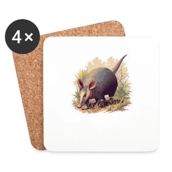 Armadillo Gürteltiere Gürteltier - Coasters (set of 4) - white - Front