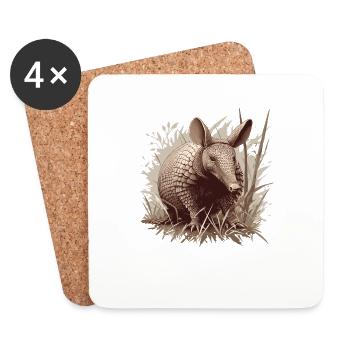 Armadillo Gürteltiere Gürteltier - Coasters (set of 4) - white - Front