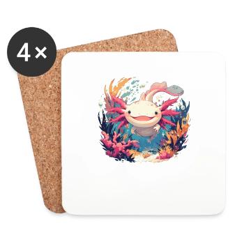 Axolotl - Dessous de verre (lot de 4) - blanc - Devant