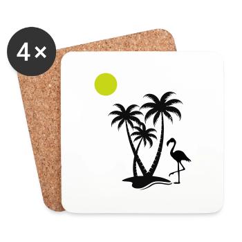 flamingo palmen - Untersetzer (4er-Set) - Weiß - Vorne