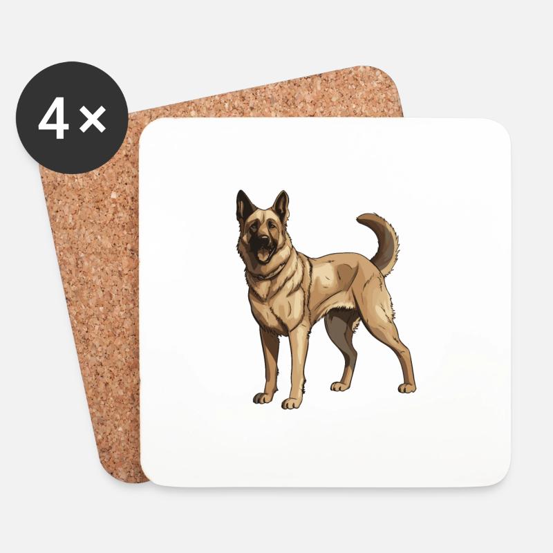 Schäferhund Hund - Untersetzer (4er-Set) - Weiß