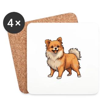 Pomeranian Dog - Coasters (set of 4) - white - Front