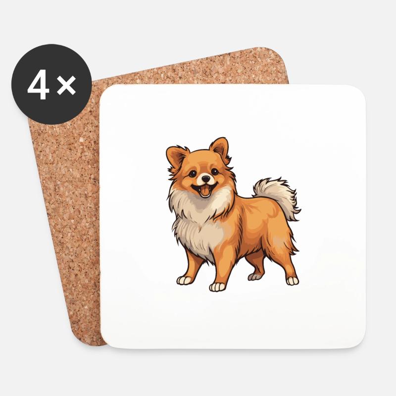 Pomeranian Hund - Untersetzer (4er-Set) - Weiß