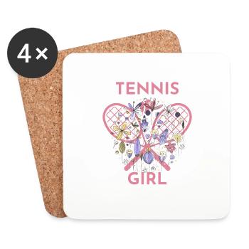 Tennis Girl Floral Heart - Coasters (set of 4) - white - Front