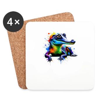 Colorful Splash Art Gharial Gharials - Coasters (set of 4) - white - Front