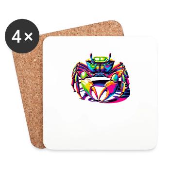 Crabes colorés Pop Art Crab Crabs - Dessous de verre (lot de 4) - blanc - Devant