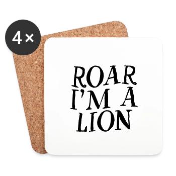 Roar I'm A Lion 3 - Coasters (set of 4) - white - Front