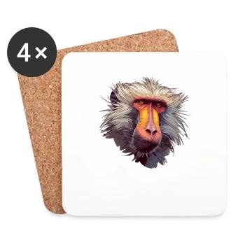 Baboon Paviane Pavian - Untersetzer (4er-Set) - Weiß - Vorne