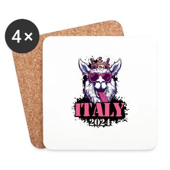 Italie 2024 Alpaga - Dessous de verre (lot de 4) - blanc - Devant