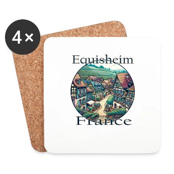 France, Eguisheim, Vieille ville, Montagnes, Paysage - Dessous de verre (lot de 4) - blanc - Devant