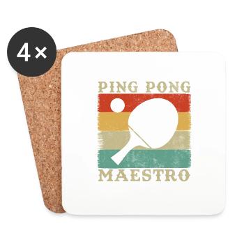 Ping pong master Cadeau Humour - Dessous de verre (lot de 4) - blanc - Devant