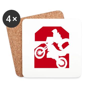 Moto 2 motard - Dessous de verre (lot de 4) - blanc - Devant
