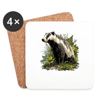 Badger Dachse Dachs - Untersetzer (4er-Set) - Weiß - Vorne