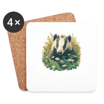 Blaireau Dachse Dachs - Dessous de verre (lot de 4) - blanc - Devant