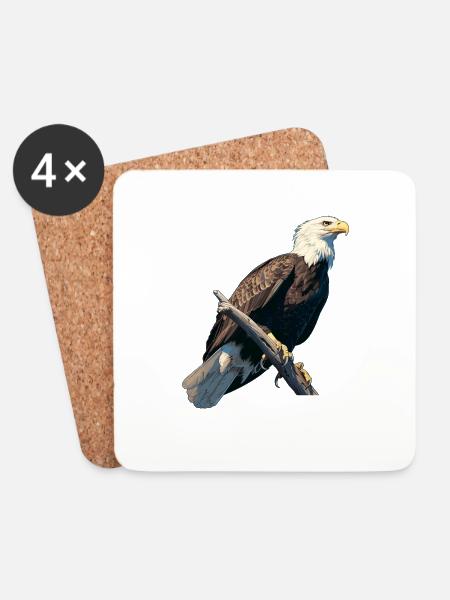Bald Eagle Weißkopfseeadler - Untersetzer (4er-Set) - Weiß
