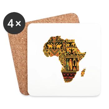 Couleur vive Africaine - Dessous de verre (lot de 4) - blanc - Devant