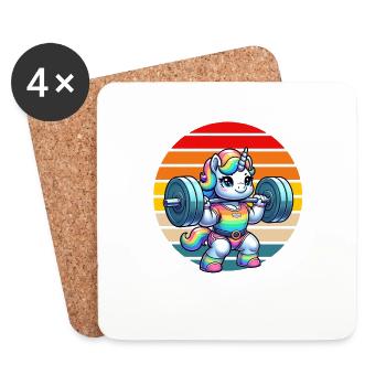 Rainbow Unicorn Lifting In The Gym - Untersetzer (4er-Set) - Weiß - Vorne
