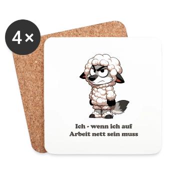 Wolf in sheep's clothing at work - Coasters (set of 4) - white - Front