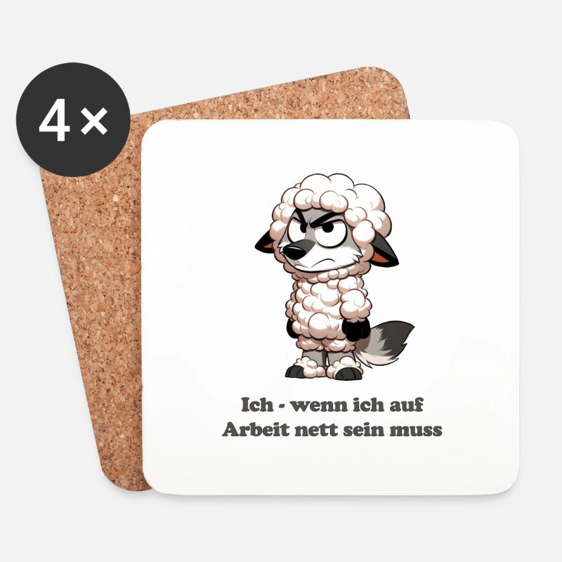 Wolf im Schafspelz auf Arbeit - Untersetzer (4er-Set) - Weiß