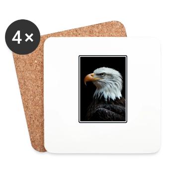 Pygargue à tête blanche Weißkopfseeadler - Dessous de verre (lot de 4) - blanc - Devant