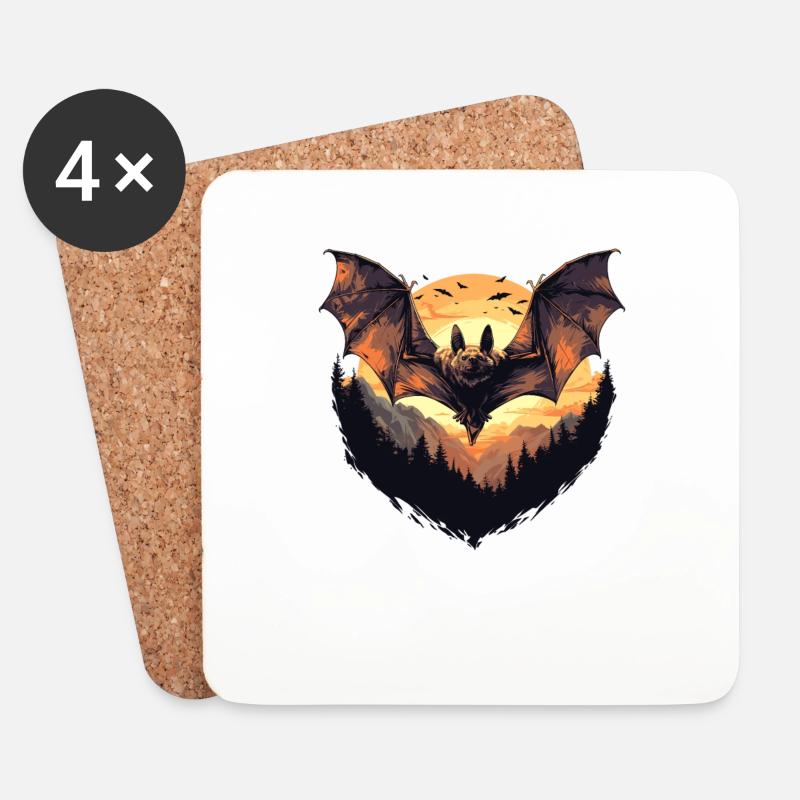 Bat Fledermäuse Fledermaus - Untersetzer (4er-Set) - Weiß