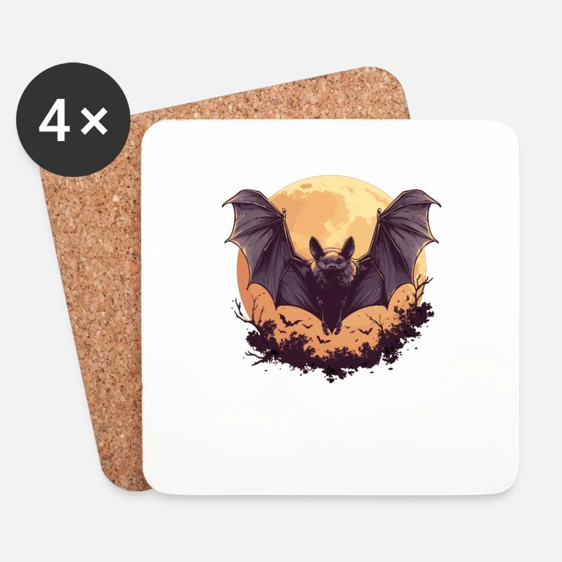 Bat Fledermäuse Fledermaus - Untersetzer (4er-Set) - Weiß