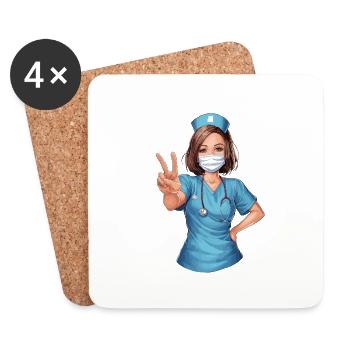 Lustige Krankenschwester mit Humor - Untersetzer (4er-Set) - Weiß - Vorne