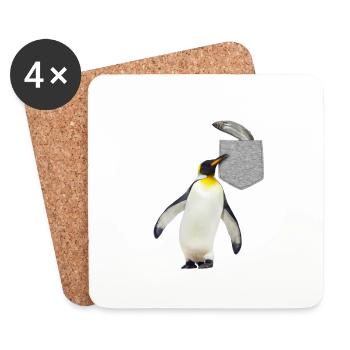Pinguin, der nach Fisch in Ihrer falschen Tasche greift Spaß - Untersetzer (4er-Set) - Weiß - Vorne