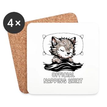 Chemise de sieste officielle loup-garou - Dessous de verre (lot de 4) - blanc - Devant