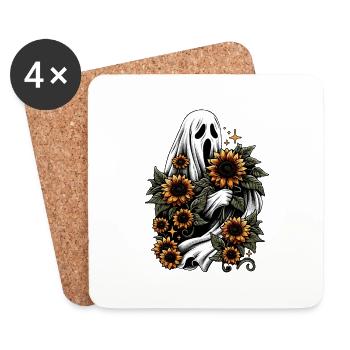 Fantôme aux tournesols - Dessous de verre (lot de 4) - blanc - Devant